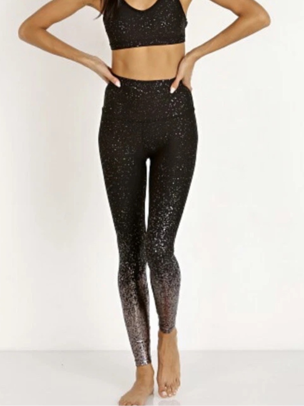 Beyond Yoga Alloy Ombré High Waisted Midi Leggings Black Gunmetal Size Small